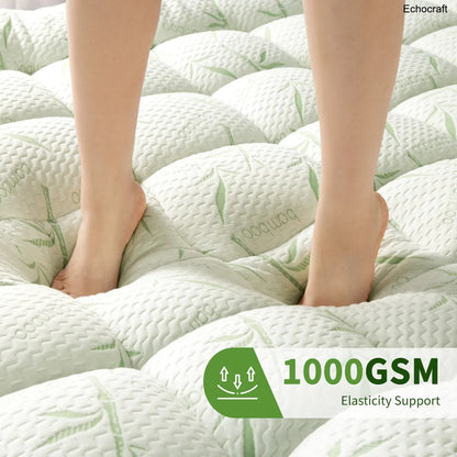 Extra Thick Mattress Topper, Down Alternative, Cotton Top, 8-21" Pocket, Machine Washable