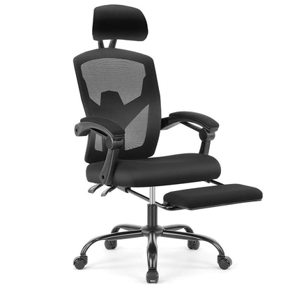 Ergonomic Office Chair with Foot Rest & Adjustable Headrest – Mesh Swivel Task Chair, Height Adjustable
