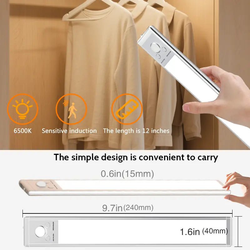 Under Cabinet & Closet LED Lights – Motion Sensor, USB Rechargeable, Dimmable, 76 LEDs, Multifunctional for Kitchen, Wardrobe, Stairs, Shower