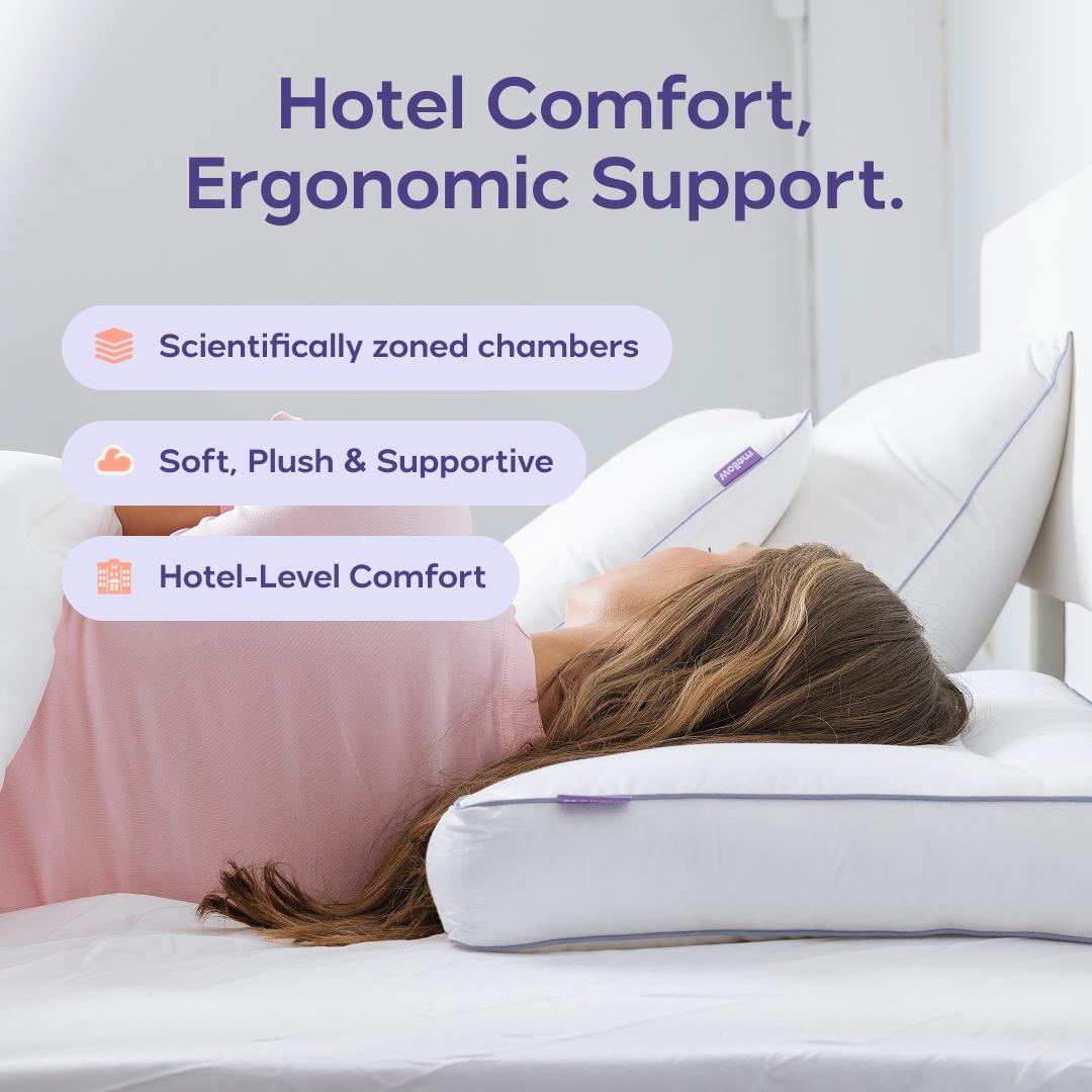 Adapt Pillow with 5 Sleep Zones Ergonomic Hotel Soft Feel Supports All Sleep Positions for Comfortable Sleep