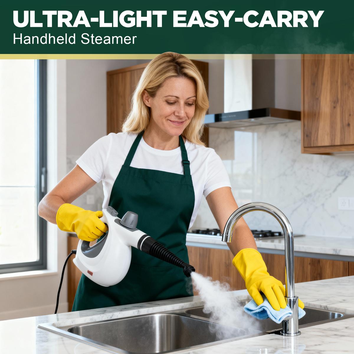 Phueut Pressurized Handheld Steam Cleaner – Multi-Surface, 12-Piece Accessory Kit for Home, Kitchen & Car