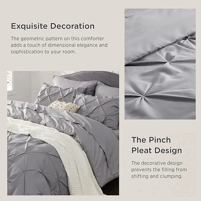 7-Piece Bedding Set – King, Ultra-Soft, Pintuck, Geometric, All-Season