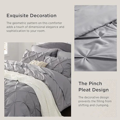 7-Piece Bedding Set – King, Ultra-Soft, Pintuck, Geometric, All-Season
