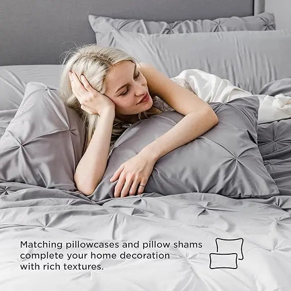 7-Piece Bedding Set – King, Ultra-Soft, Pintuck, Geometric, All-Season