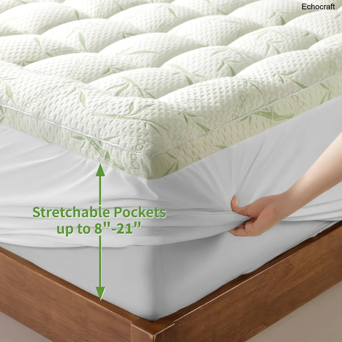 Extra Thick Mattress Topper, Down Alternative, Cotton Top, 8-21" Pocket, Machine Washable