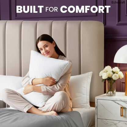Set of 4 Gusseted Bed Pillows – King, Queen & Standard, White