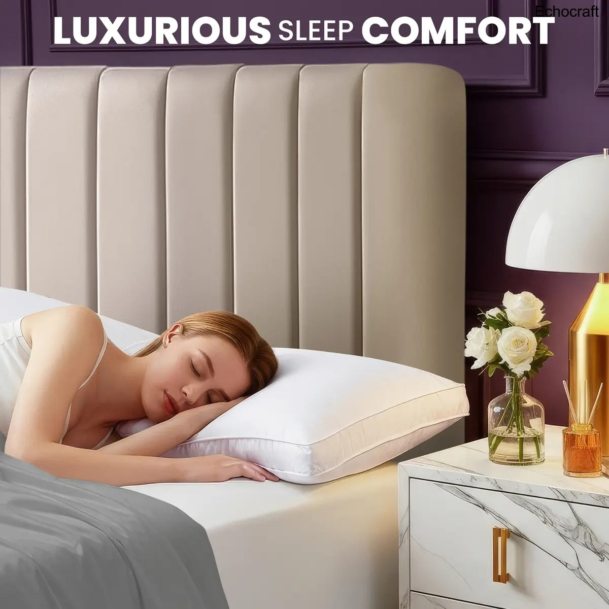 Set of 4 Gusseted Bed Pillows – King, Queen & Standard, White