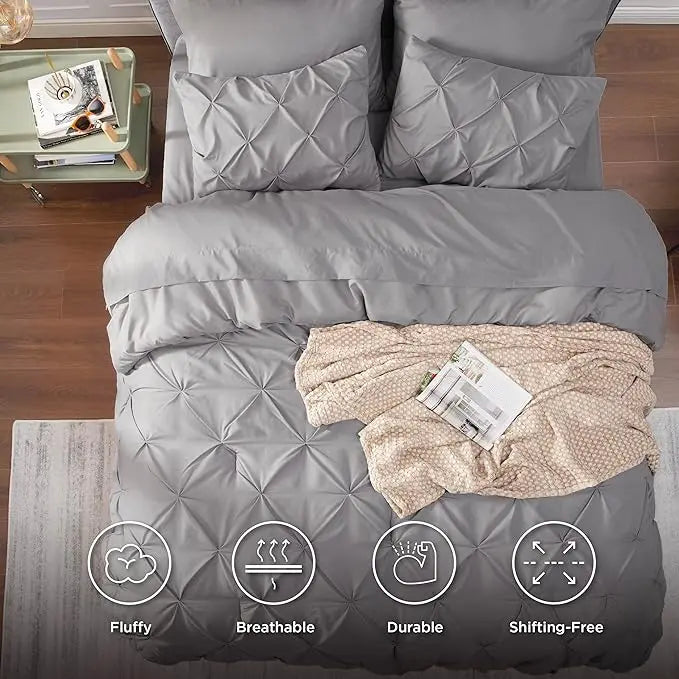 7-Piece Bedding Set – King, Ultra-Soft, Pintuck, Geometric, All-Season