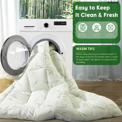 Extra Thick Mattress Topper, Down Alternative, Cotton Top, 8-21" Pocket, Machine Washable