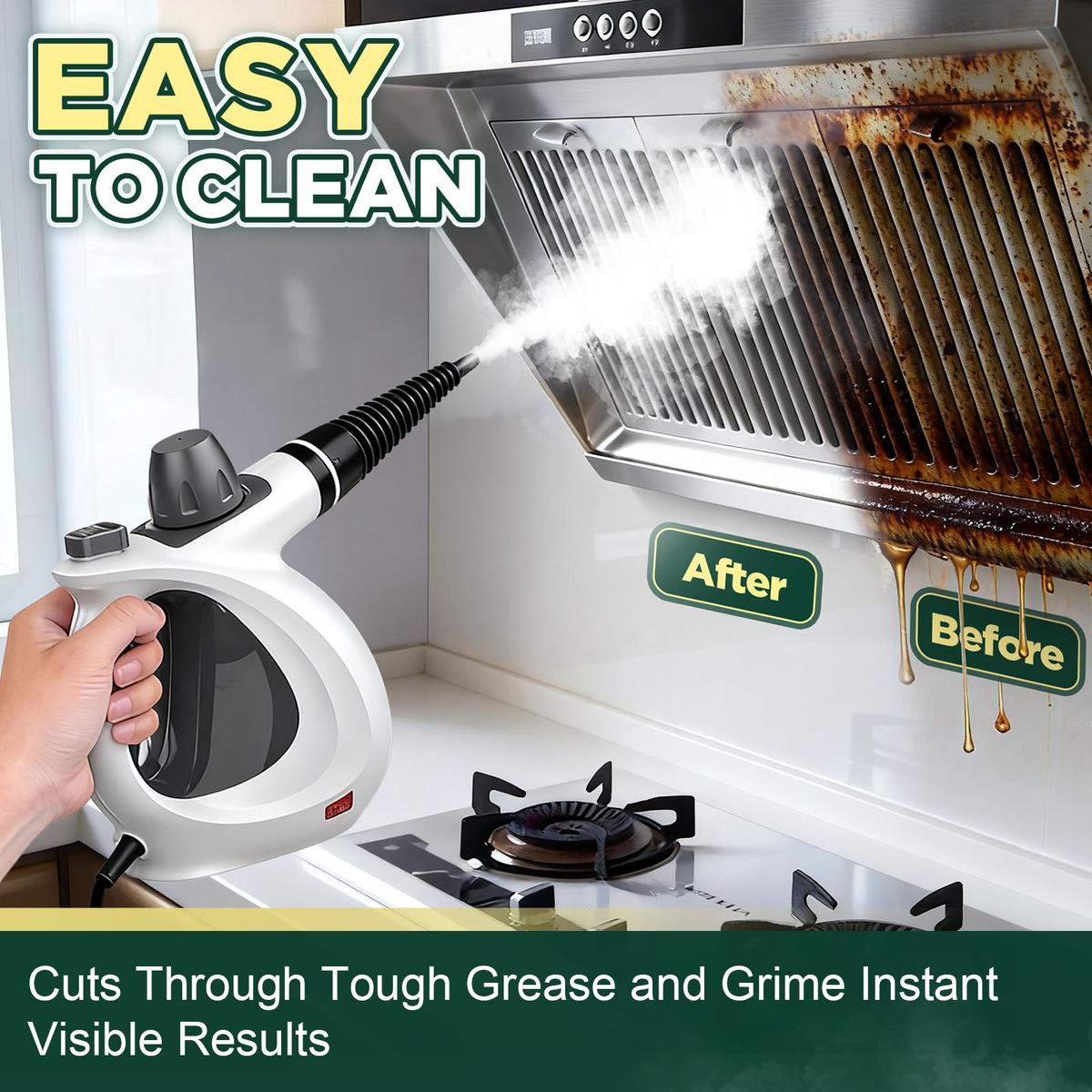 Phueut Pressurized Handheld Steam Cleaner – Multi-Surface, 12-Piece Accessory Kit for Home, Kitchen & Car