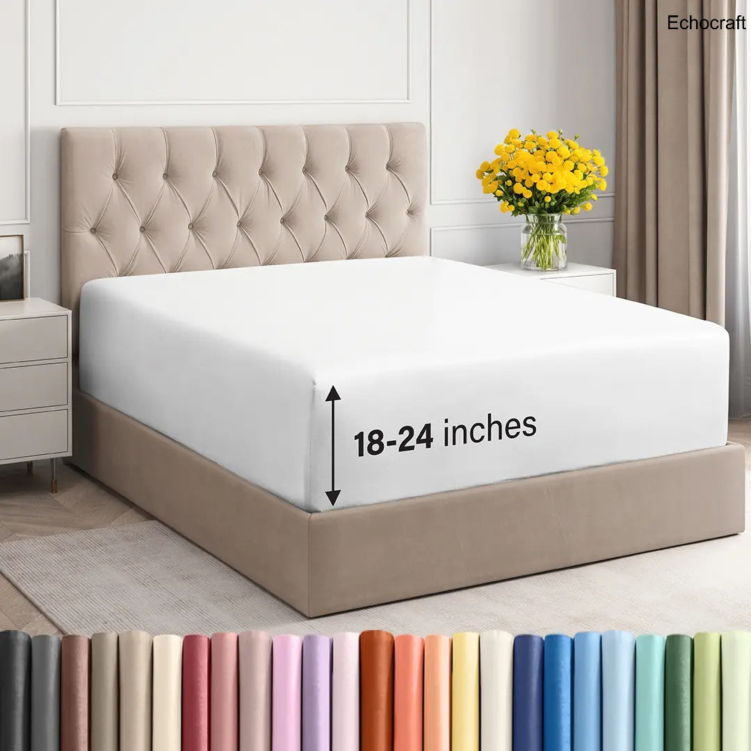 Ultra-Soft Microfiber Deep Pocket Fitted Sheet – 24" Mattress