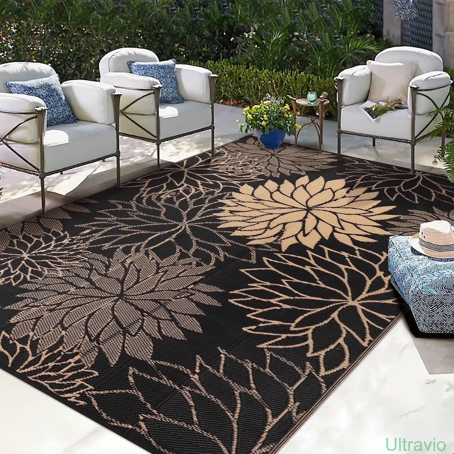 Outdoor double-sided camping rug, 9x12 feet