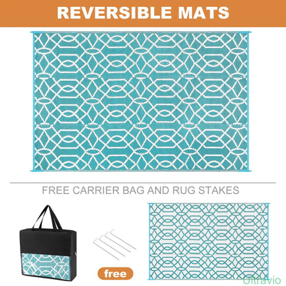 Outdoor double-sided camping rug, 9x12 feet