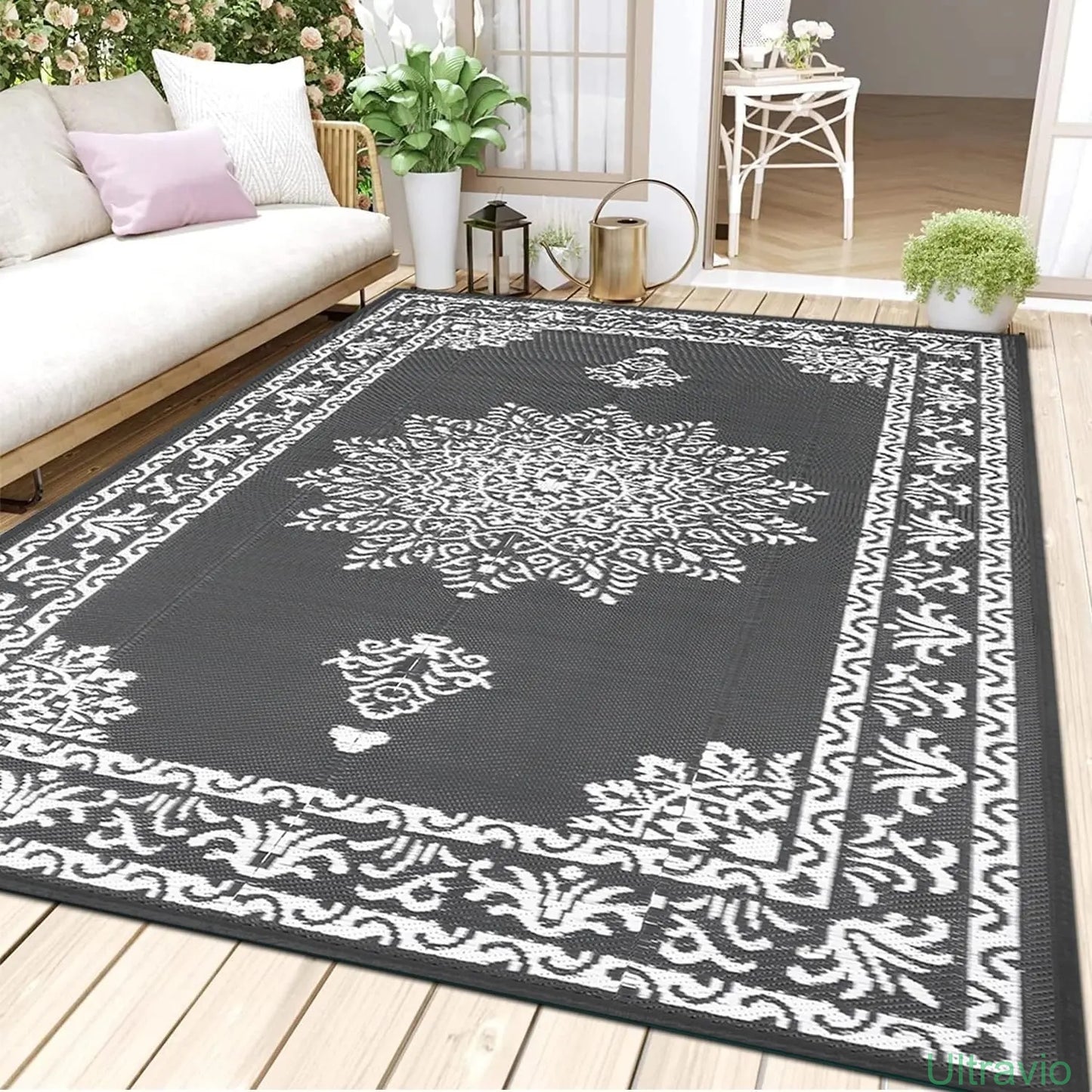 Outdoor double-sided camping rug, 9x12 feet