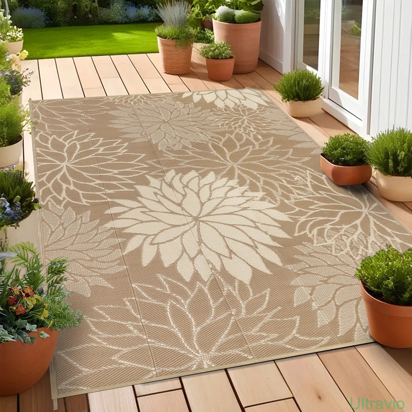 Outdoor double-sided camping rug, 9x12 feet