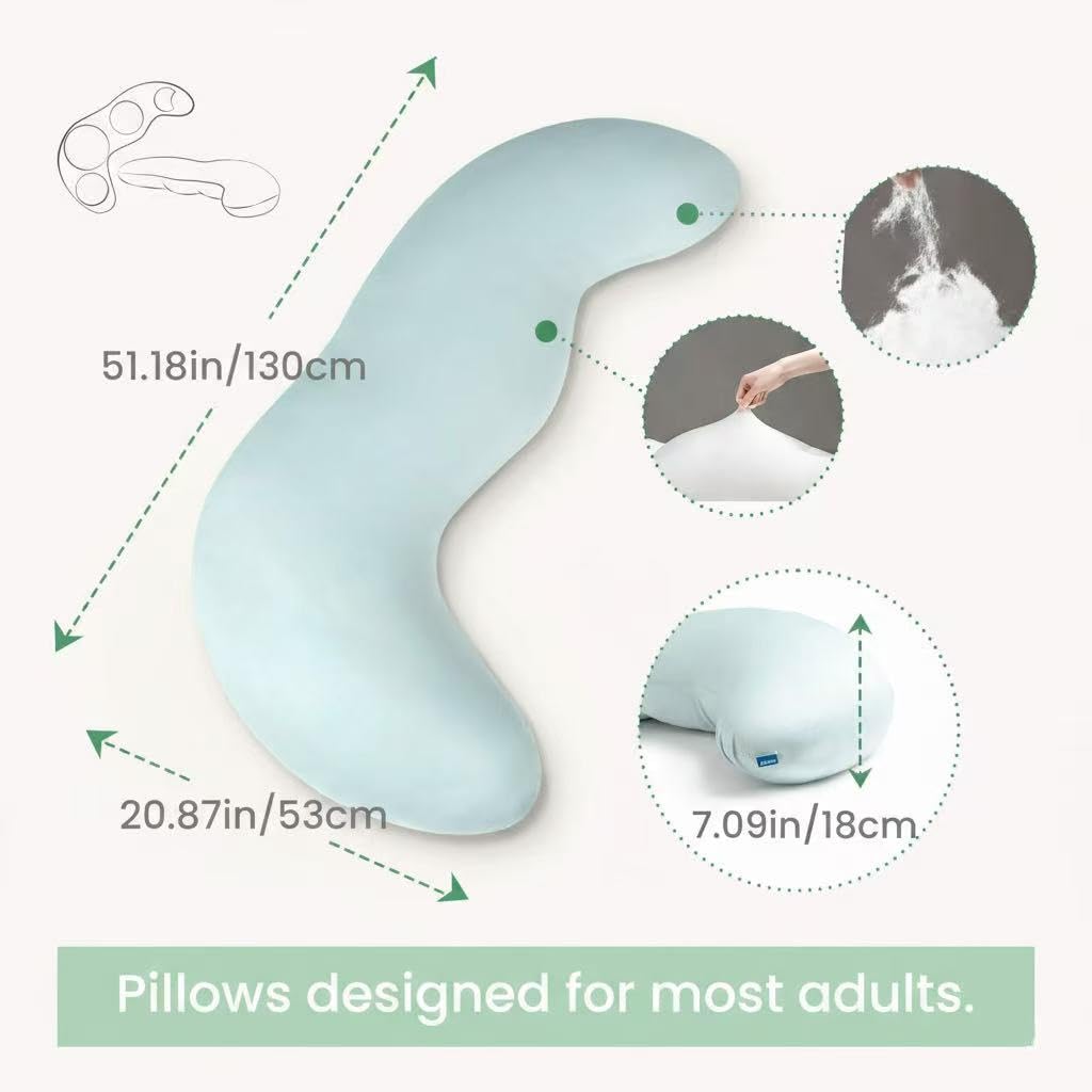 Long Body Pillow for Adults – Memory Foam, Firm, Pea Pod Shape