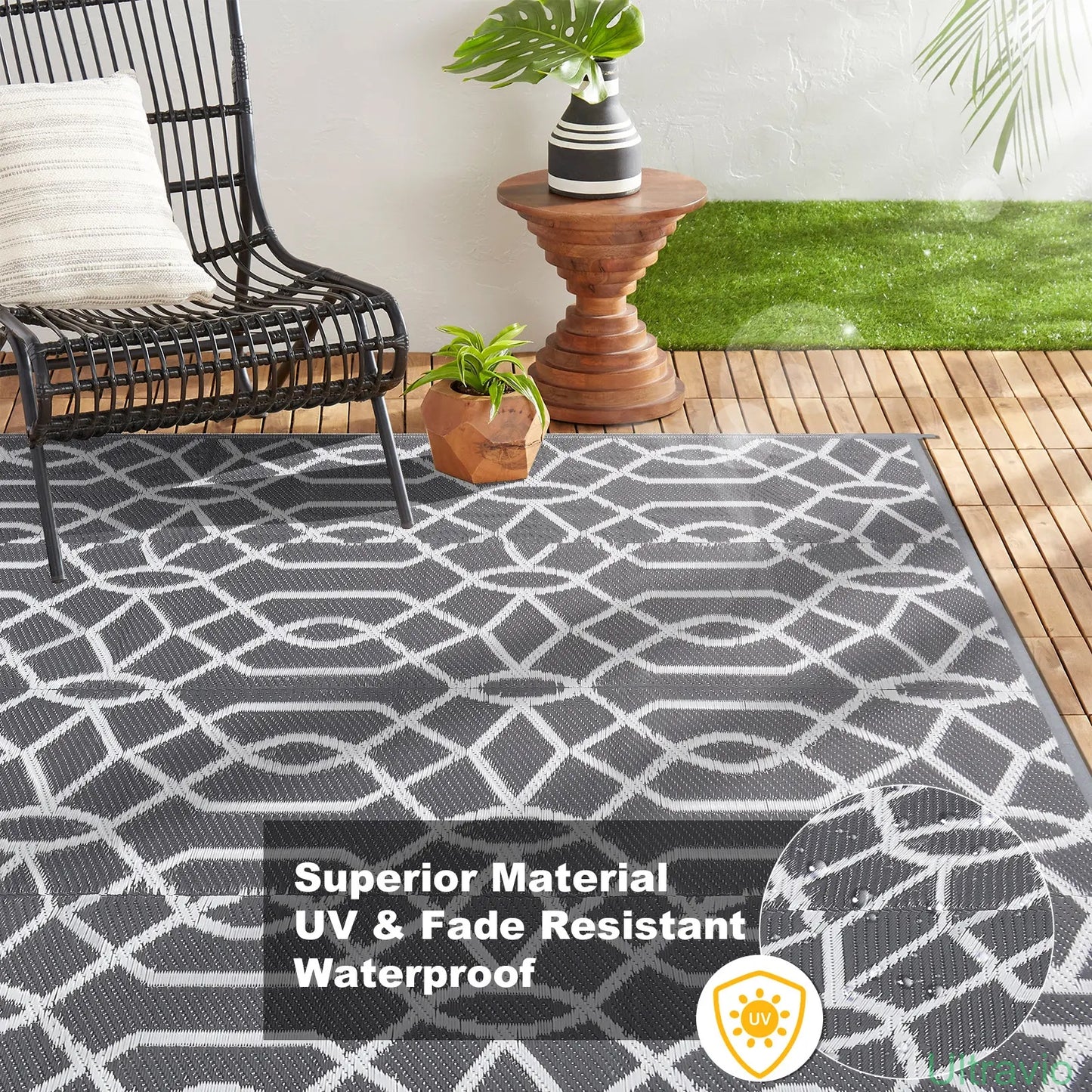 Outdoor double-sided camping rug, 9x12 feet