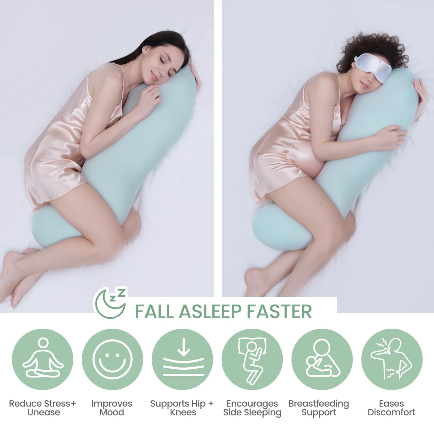 Long Body Pillow for Adults – Memory Foam, Firm, Pea Pod Shape