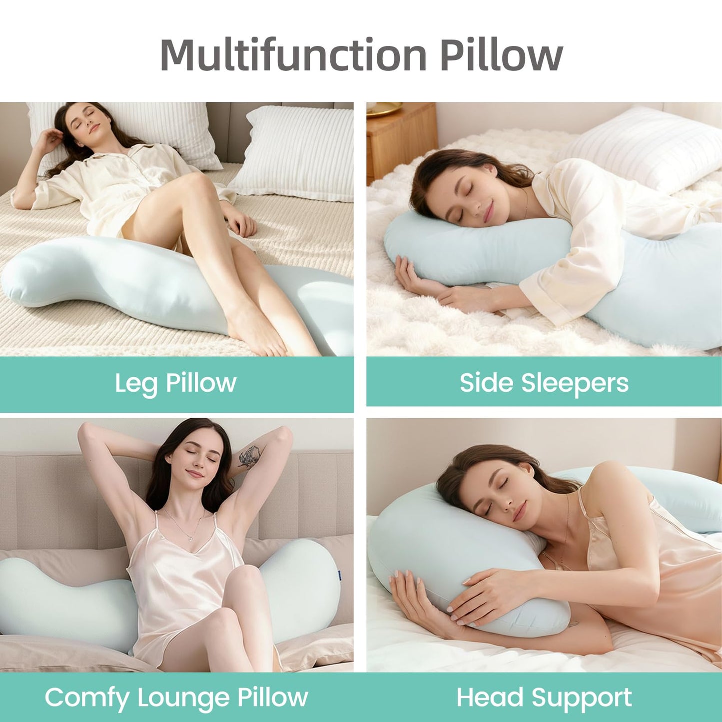 Long Body Pillow for Adults – Memory Foam, Firm, Pea Pod Shape