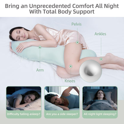 Long Body Pillow for Adults – Memory Foam, Firm, Pea Pod Shape