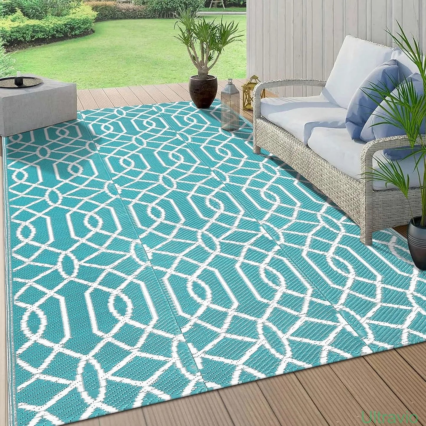 Outdoor double-sided camping rug, 9x12 feet