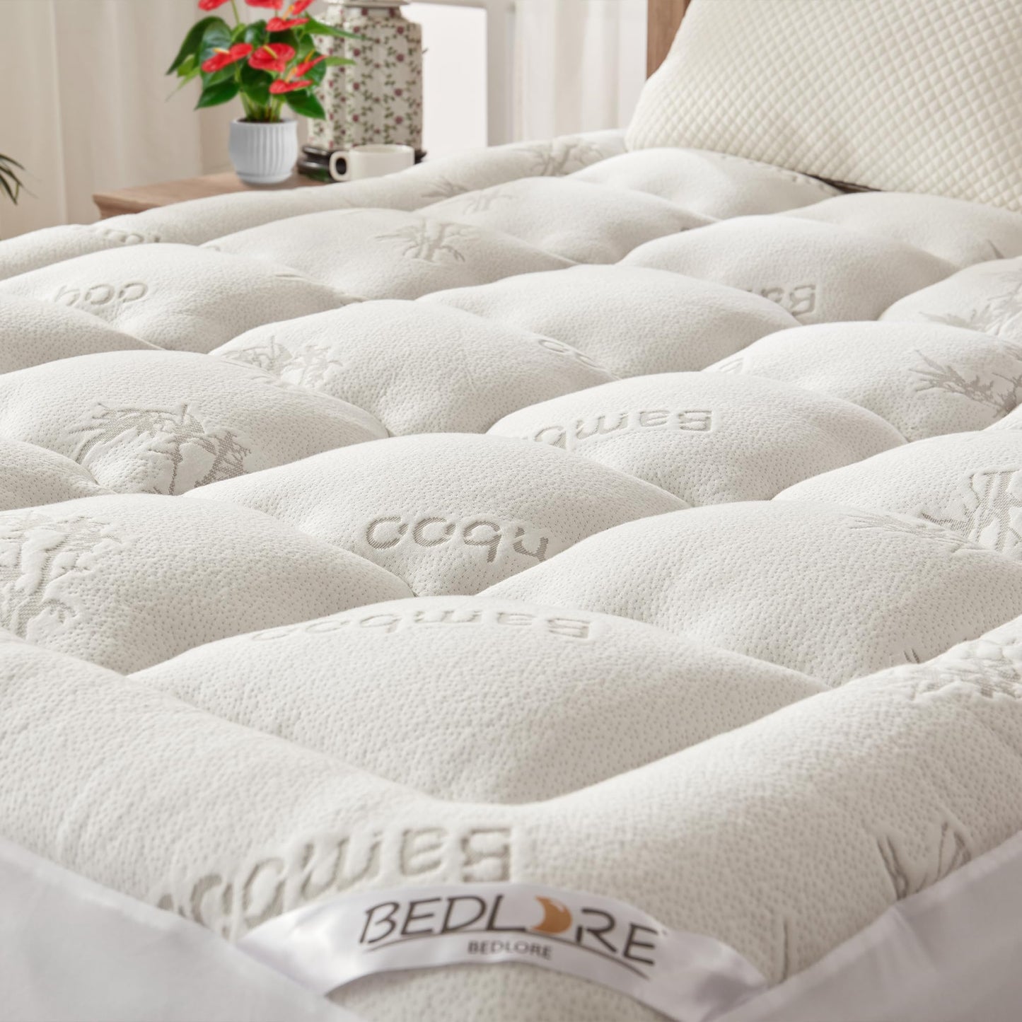 Bamboo Viscose Mattress Topper, Fits 6-18" Beds