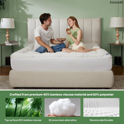 Bamboo Viscose Mattress Topper, Fits 6-18" Beds