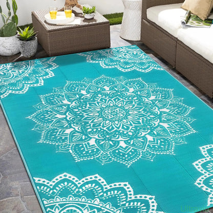 Outdoor double-sided camping rug, 9x12 feet