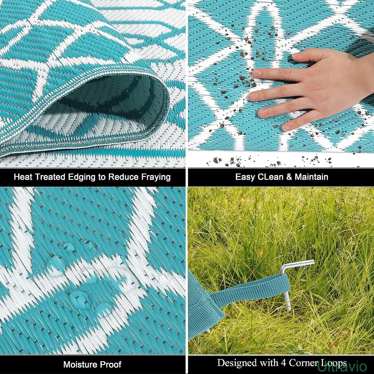 Outdoor double-sided camping rug, 9x12 feet