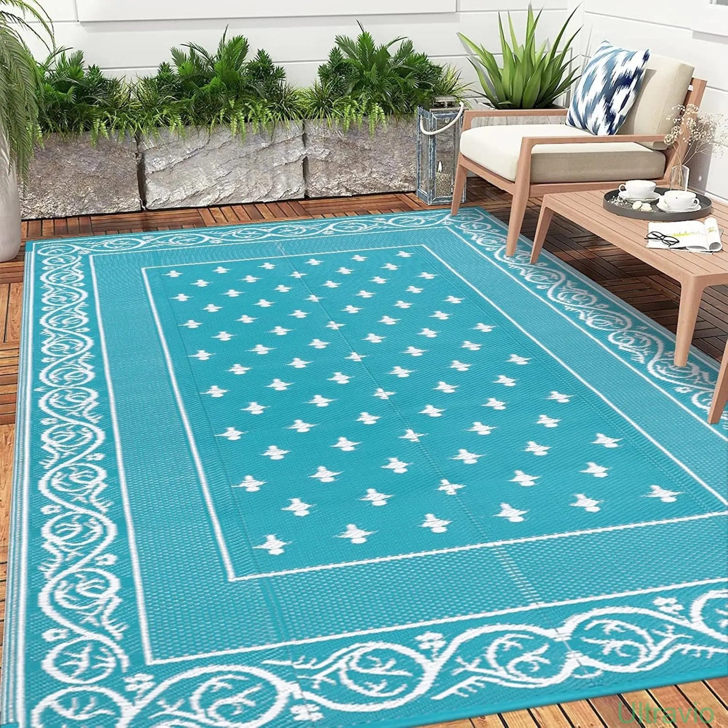 Outdoor double-sided camping rug, 9x12 feet