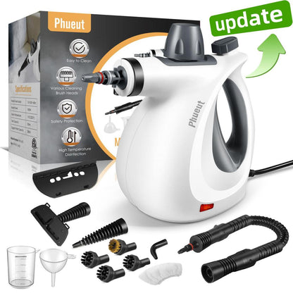 Phueut Pressurized Handheld Steam Cleaner – Multi-Surface, 12-Piece Accessory Kit for Home, Kitchen & Car