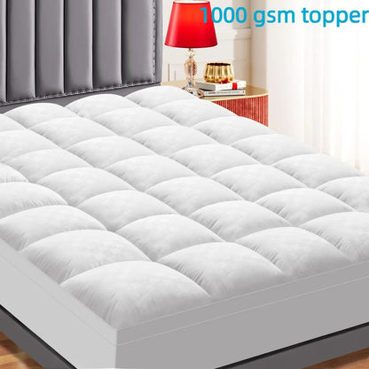 [MothersDayGift] WeCharmer Extra Thick Mattress 1000 GSM Topper, Down Alternative Overfill Plush Mattress Pad, Cooling Pillow Top with 8-21Inch Deep Pocket