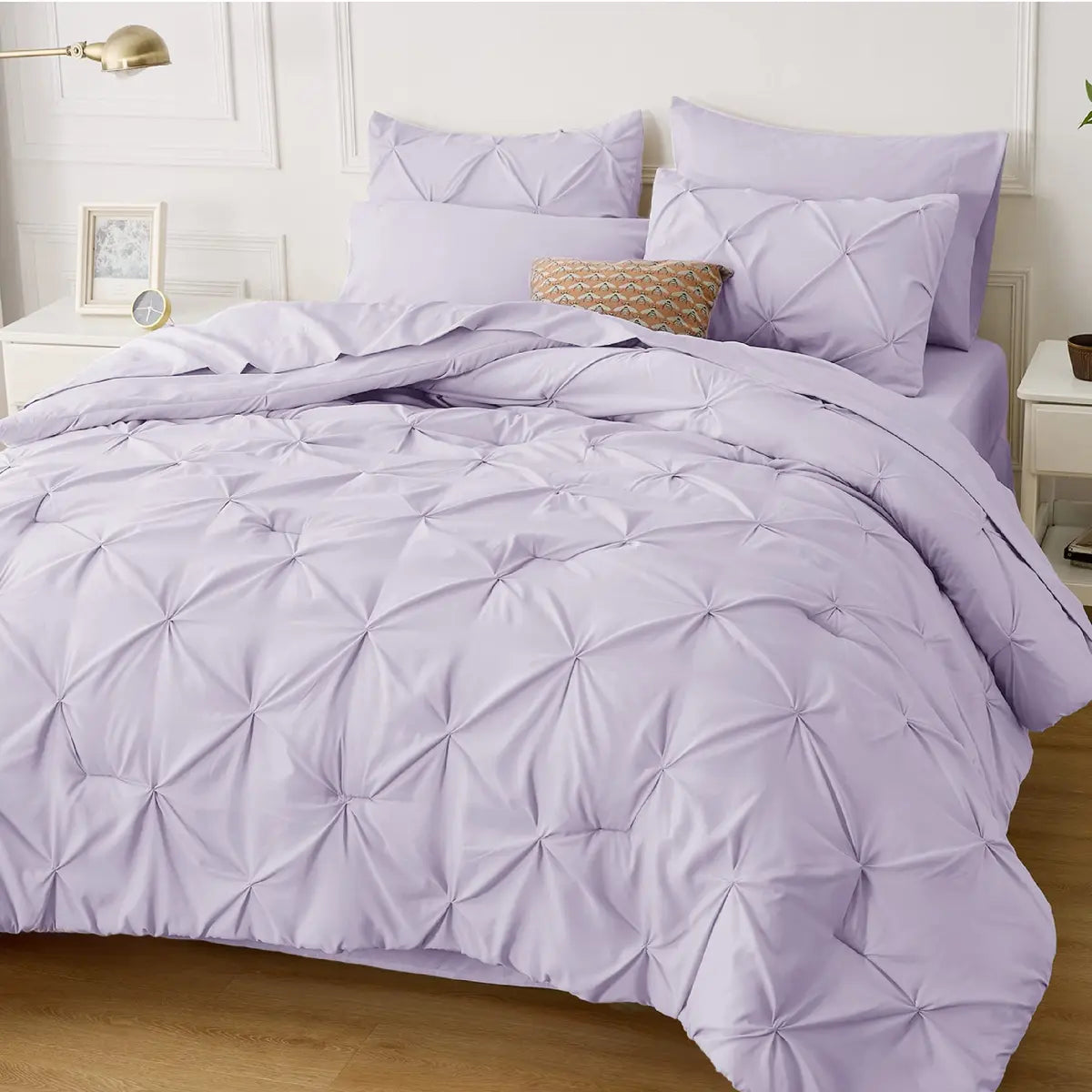 7-Piece Bedding Set – King, Ultra-Soft, Pintuck, Geometric, All-Season