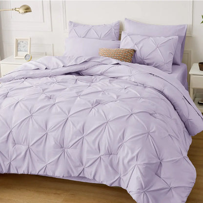 7-Piece Bedding Set – King, Ultra-Soft, Pintuck, Geometric, All-Season