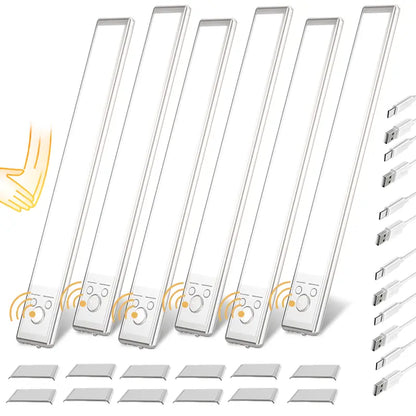 Under Cabinet & Closet LED Lights – Motion Sensor, USB Rechargeable, Dimmable, 76 LEDs, Multifunctional for Kitchen, Wardrobe, Stairs, Shower