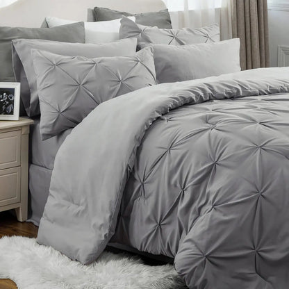 7-Piece Bedding Set – King, Ultra-Soft, Pintuck, Geometric, All-Season