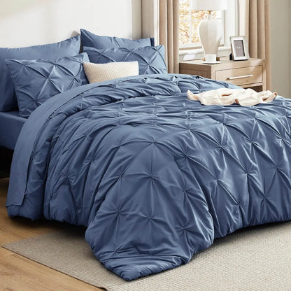 7-Piece Bedding Set – King, Ultra-Soft, Pintuck, Geometric, All-Season