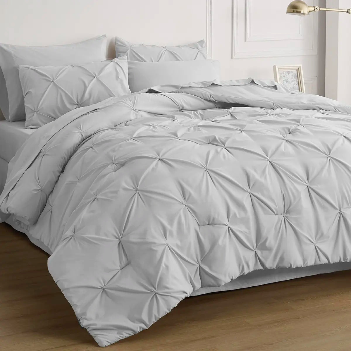 7-Piece Bedding Set – King, Ultra-Soft, Pintuck, Geometric, All-Season