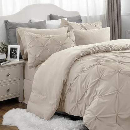 7-Piece Bedding Set – King, Ultra-Soft, Pintuck, Geometric, All-Season