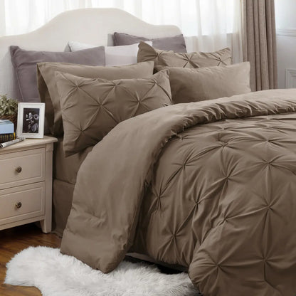 7-Piece Bedding Set – King, Ultra-Soft, Pintuck, Geometric, All-Season
