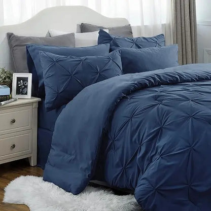 7-Piece Bedding Set – King, Ultra-Soft, Pintuck, Geometric, All-Season