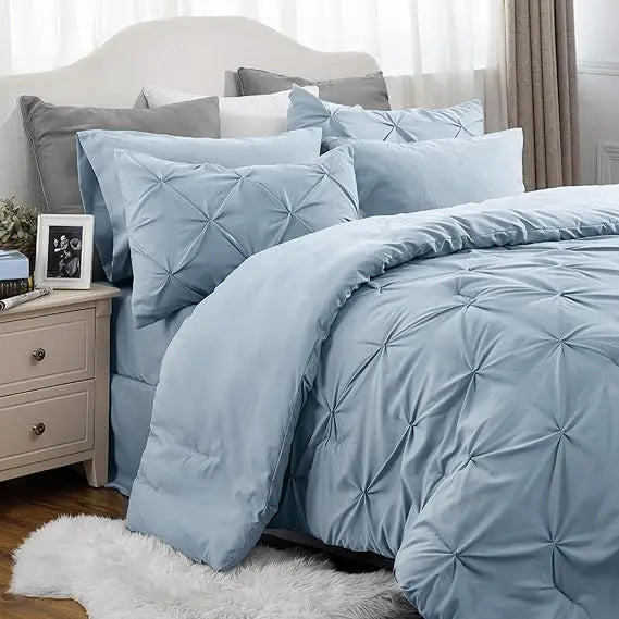 7-Piece Bedding Set – King, Ultra-Soft, Pintuck, Geometric, All-Season