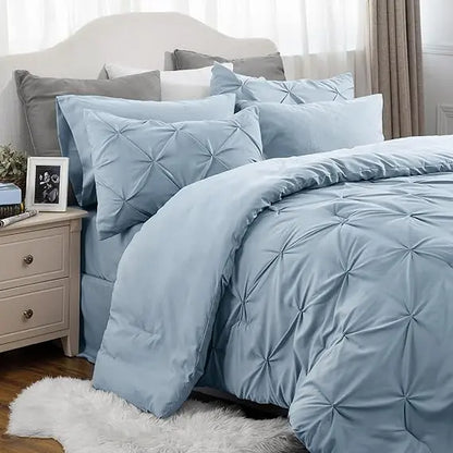 7-Piece Bedding Set – King, Ultra-Soft, Pintuck, Geometric, All-Season