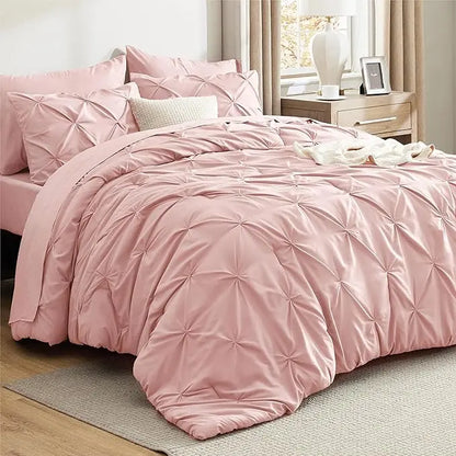 7-Piece Bedding Set – King, Ultra-Soft, Pintuck, Geometric, All-Season