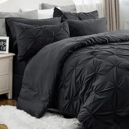 7-Piece Bedding Set – King, Ultra-Soft, Pintuck, Geometric, All-Season