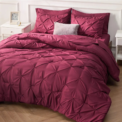 7-Piece Bedding Set – King, Ultra-Soft, Pintuck, Geometric, All-Season