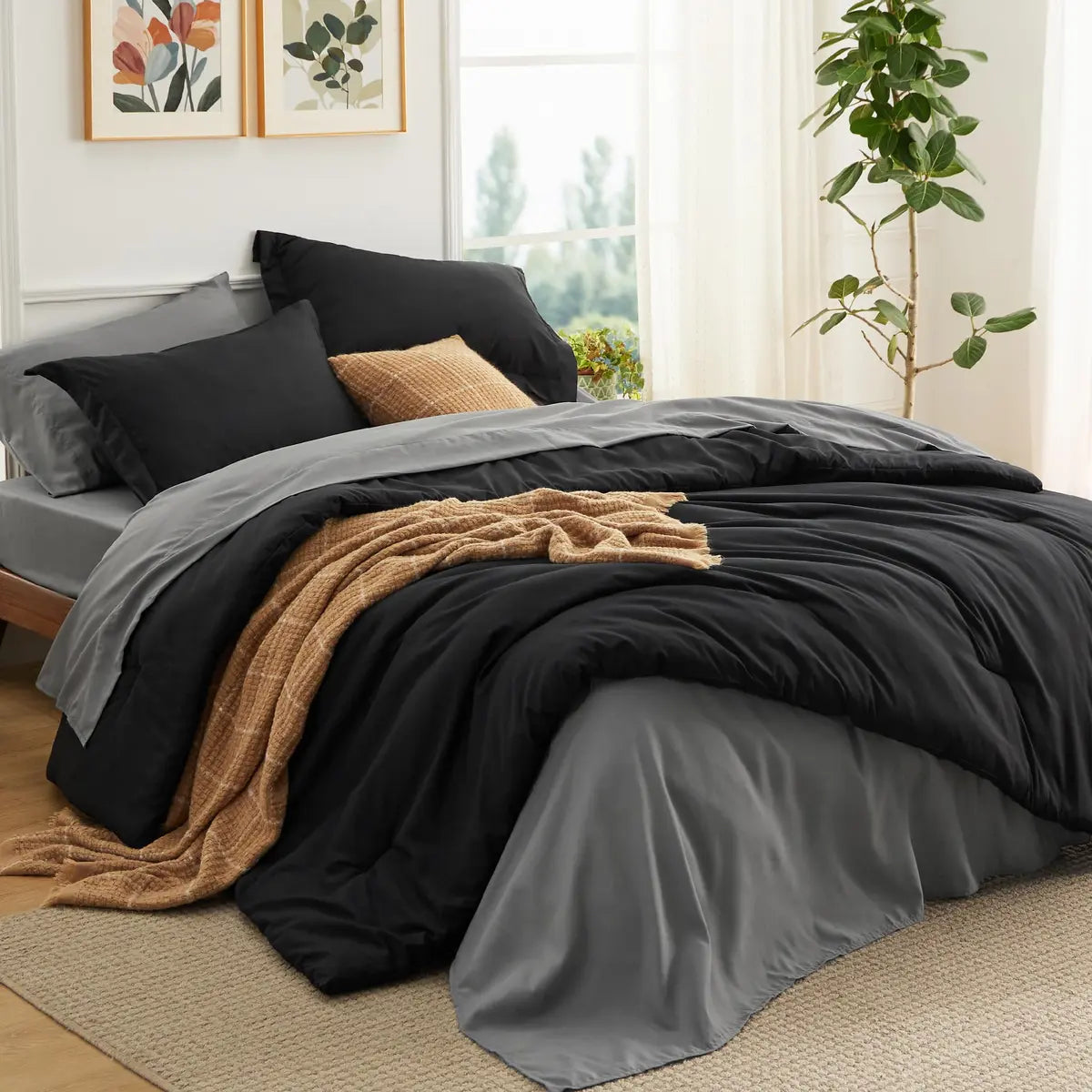 7-Piece Bedding Set – King, Ultra-Soft, Pintuck, Geometric, All-Season