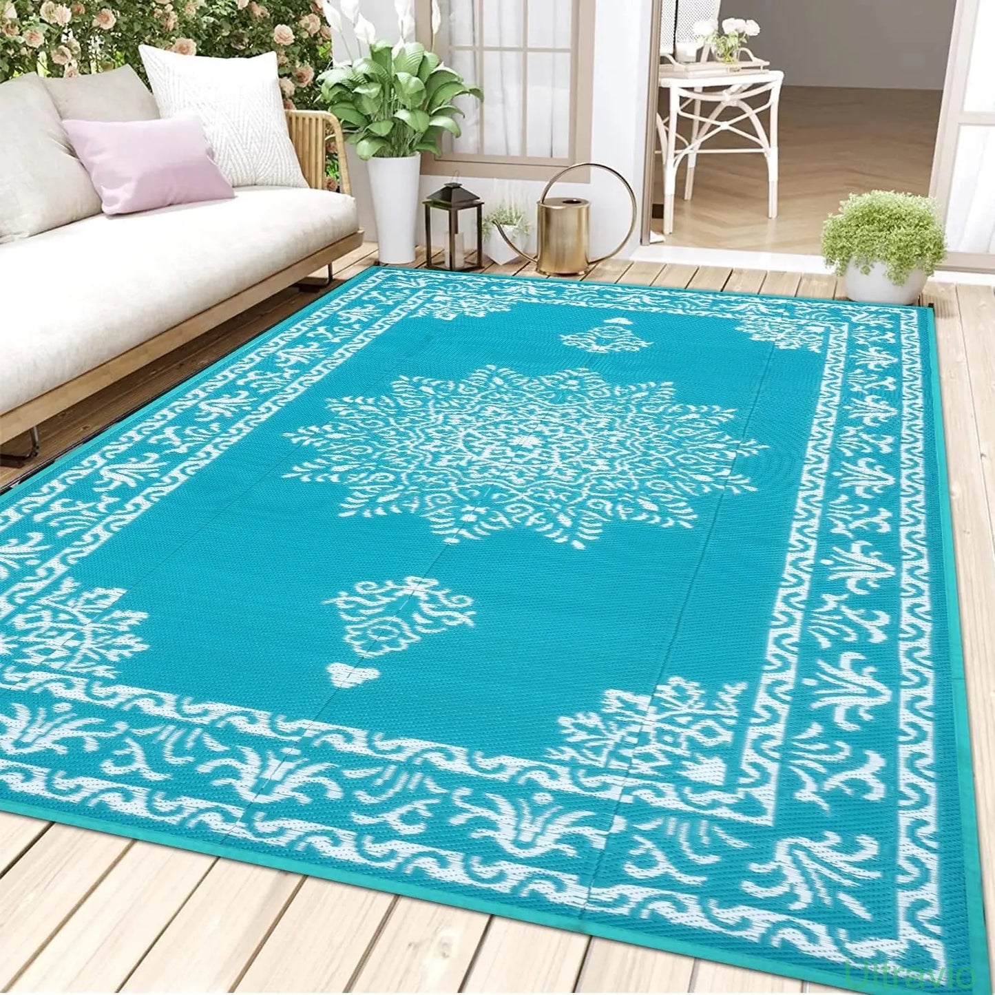 Outdoor double-sided camping rug, 9x12 feet